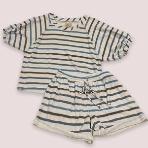 Blue, White, & Grey Striped Chaser Brand RPET Striped Short Set 💙🤍